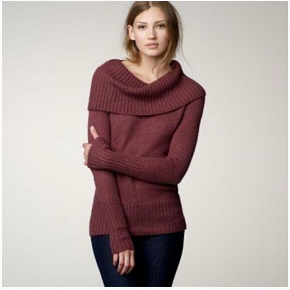 J.Crew Maroon/Wine Cowl Neck Wool sweater